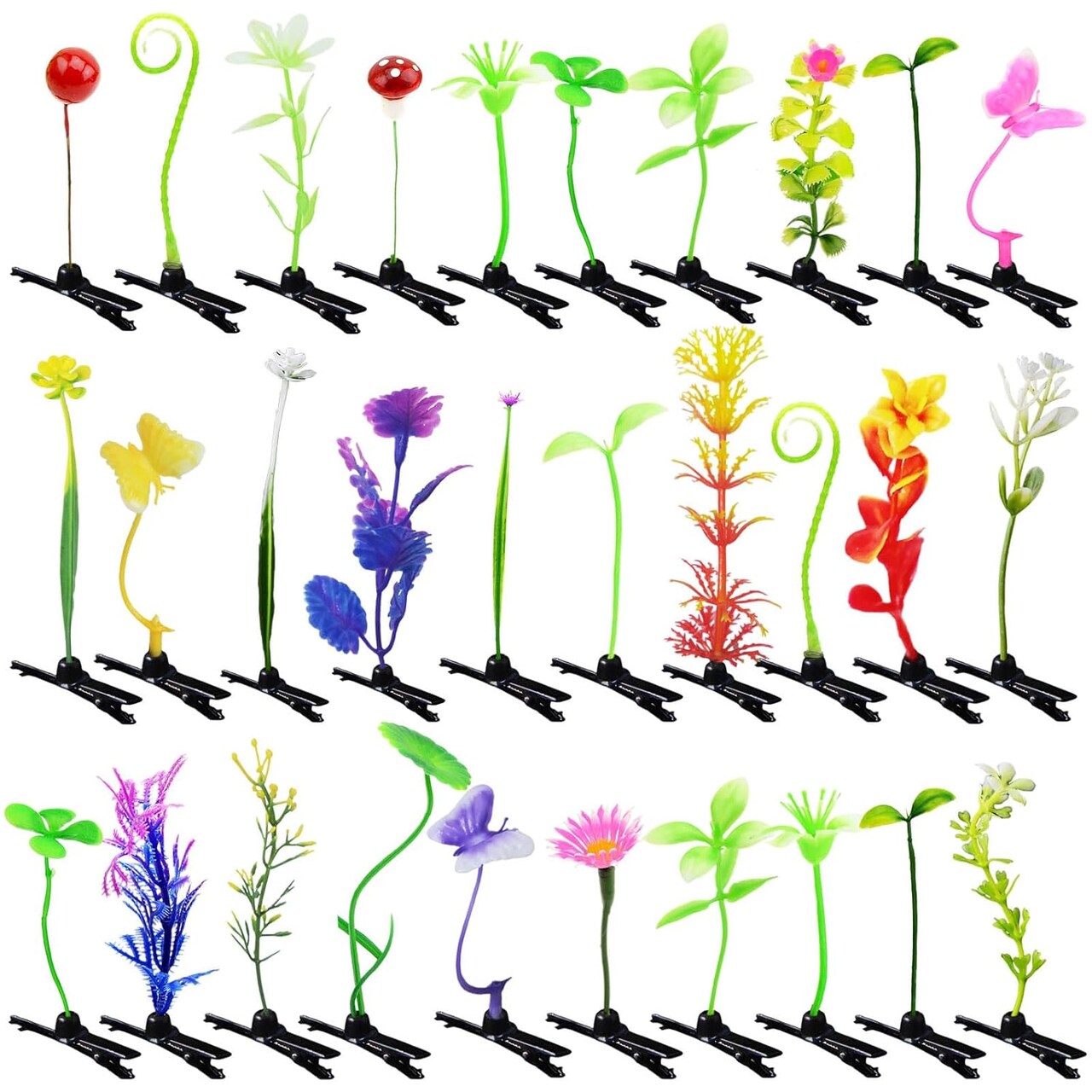 30 Pcs Bean Sprout Flower Hair Clips Mixed Style (Flower Style 1)